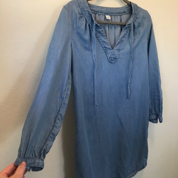Old Navy Women's Chambray Denim Long-Sleeve‎ Shirt Dress Size XS Casual Coastal - Picture 4 of 12